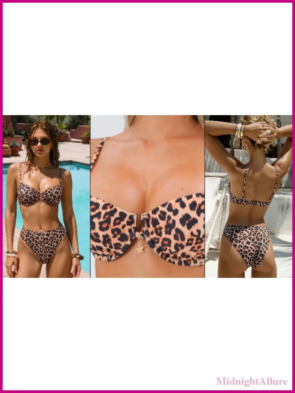 Women's High Waisted Underwire Bikini Set Cheeky High Cut 2 Piece Swimsuit